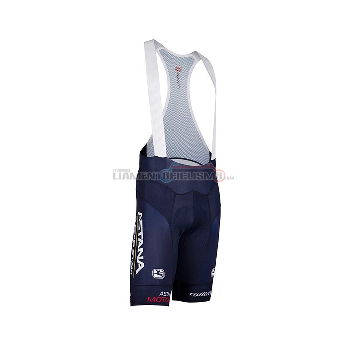 Abbigliamento Ciclismo Astana Manica Corta 2022 Blu Giallo